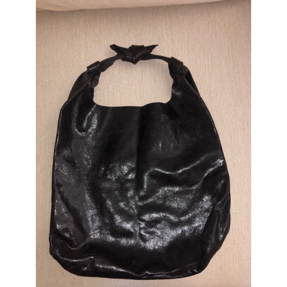 Black leather shimmer hobo purse